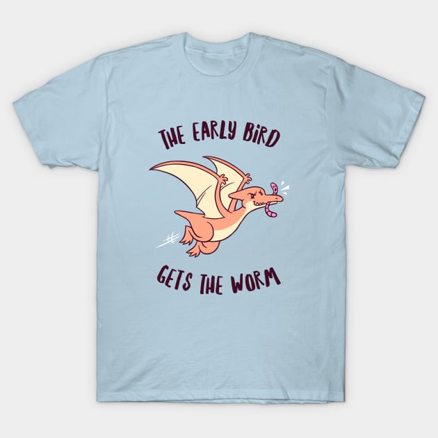 The Early Bird Gets The Worm Pterodactyl T-Shirt by dumbshirts